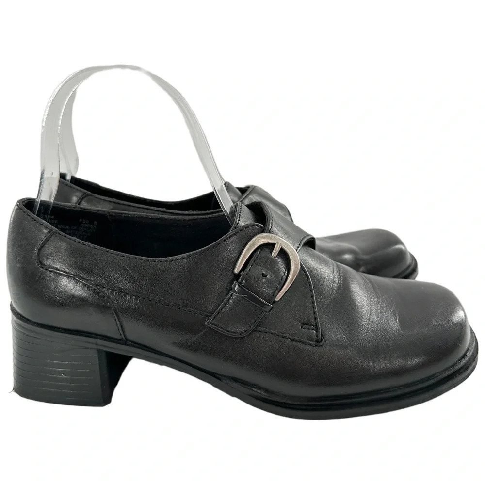 Thom mcan womens oxfords size 7.5 W black leather square toe vintage 90s